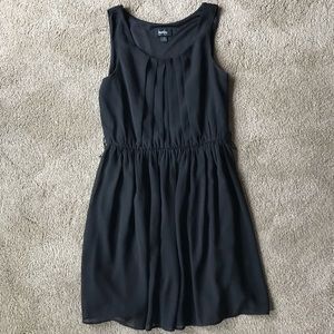 pleaded black mini dress